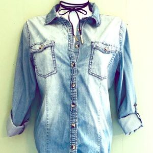 Jean button down shirt and chocker